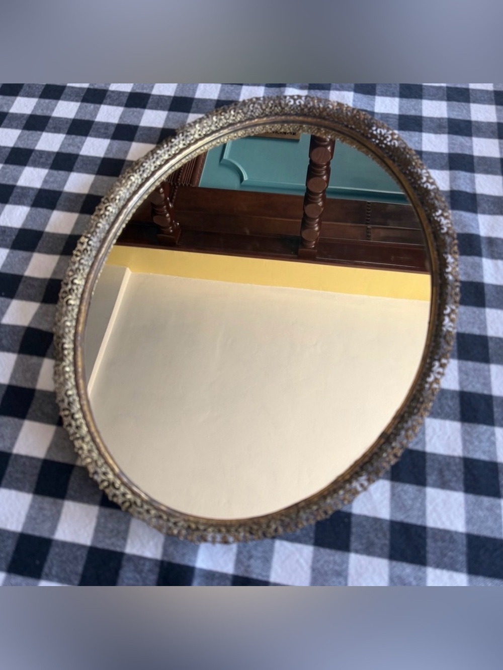 Unbranded Vanity Tray Unisex 13.5x9.5 Gold Excellent Vintage Filigree Mirrored